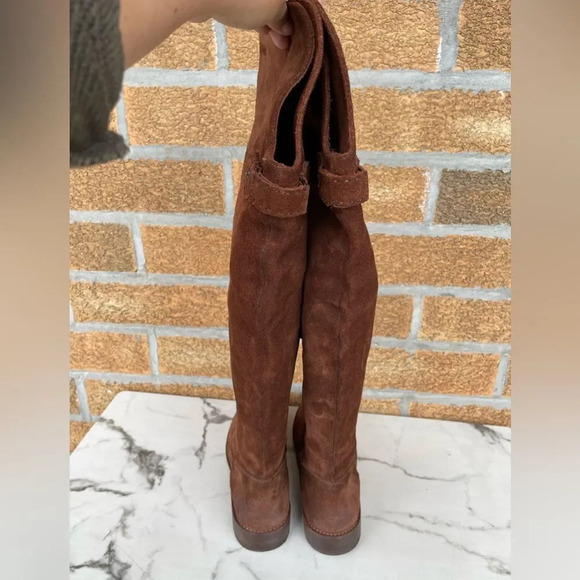 Frye Womens SHIRLEY OVER THE KNEE Brown Oiled boots 10 B - Picture 5 of 14